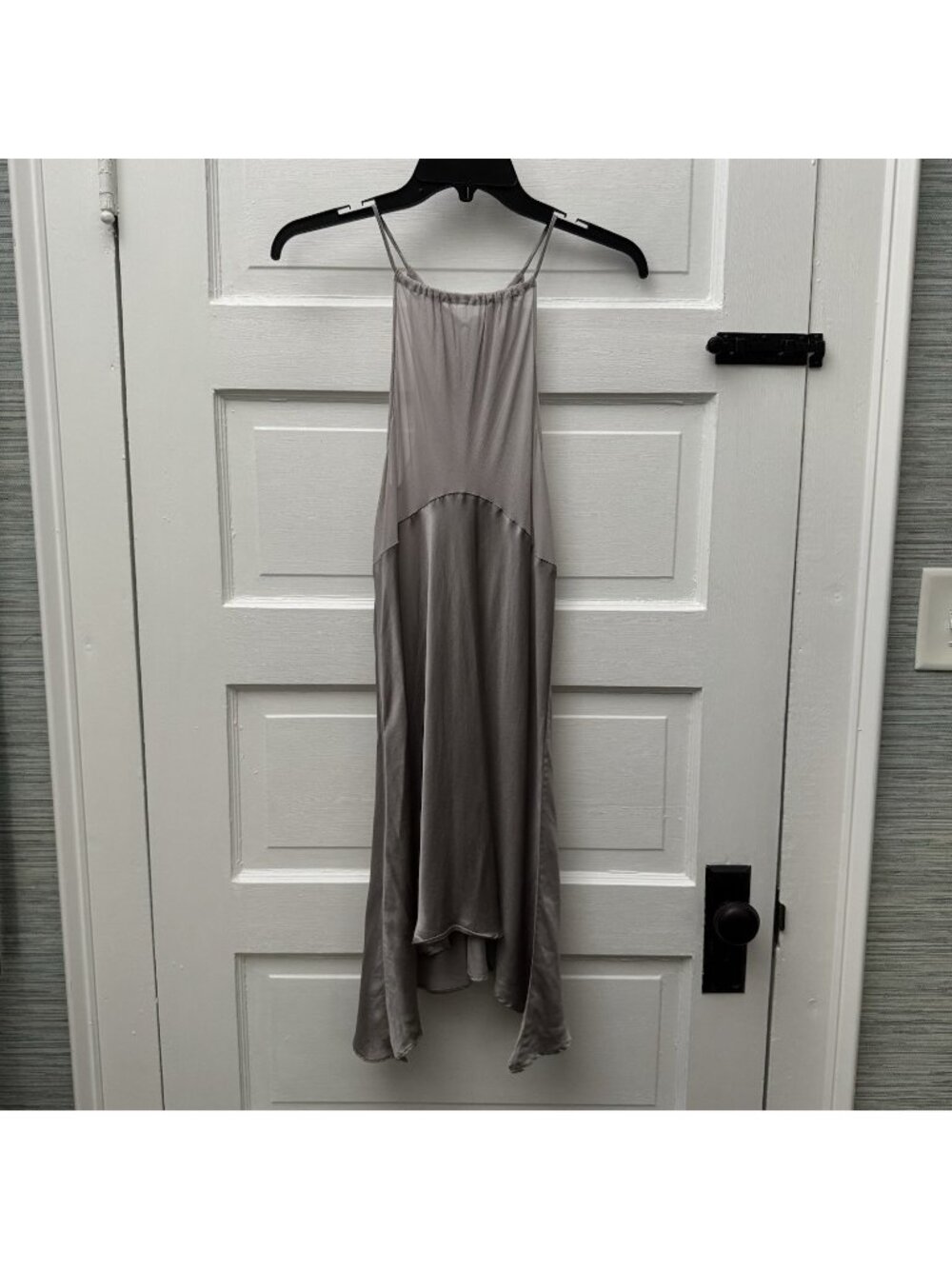 Victoria’s Secret Nightgown M Gray Sheer High Low Handkerchief Tie Back